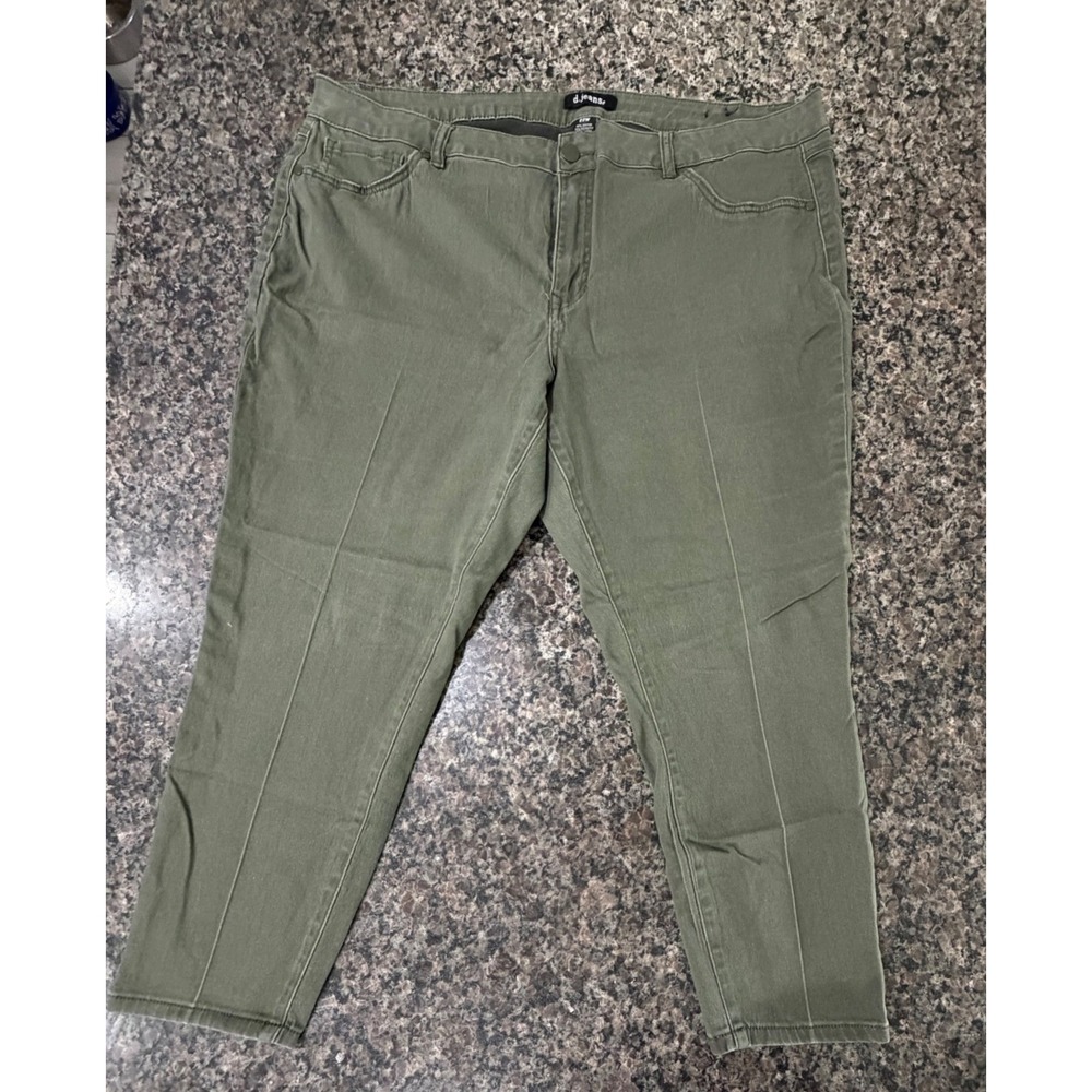 d.jeans Womens Plus Size 22W Olive Green Stretch Skinny Tapered Leg Pants